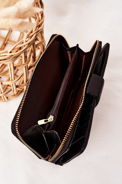 Великий жіночий гаманець з кишенею чорний