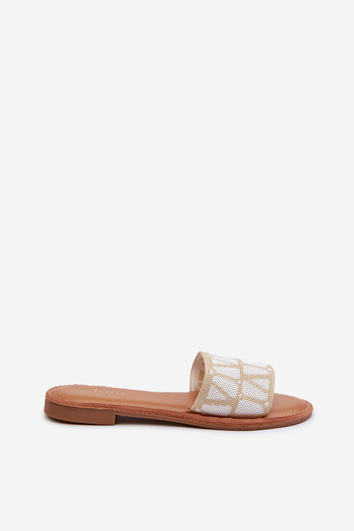 Жіночі босоніжки на плоскій підошві бежевого кольору Traivea