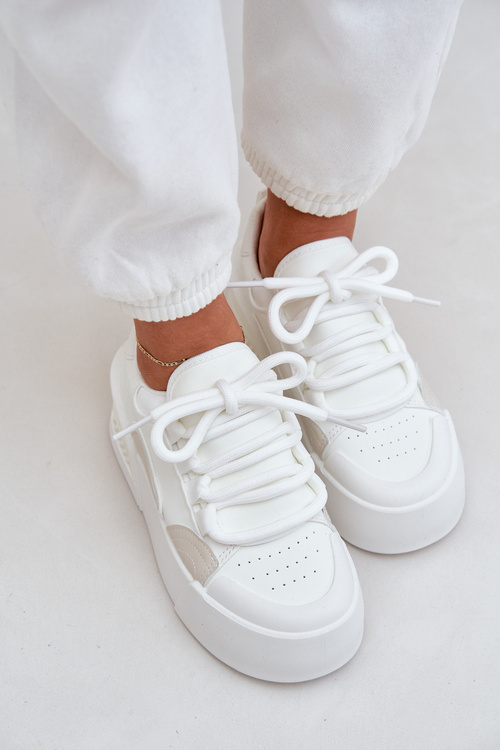 Жіночі Кросівки З Густими Шнурками На Платформі Білі Лалома