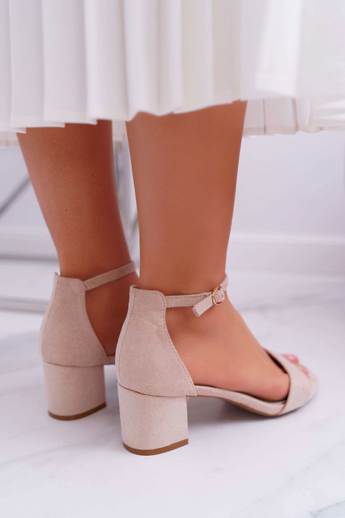 Жіночі босоніжки на шпильці з блискітками бежеві Nathalie