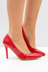 Жіночі туфлі на шпильці з лакованим червоним гострим кольором Esmeral