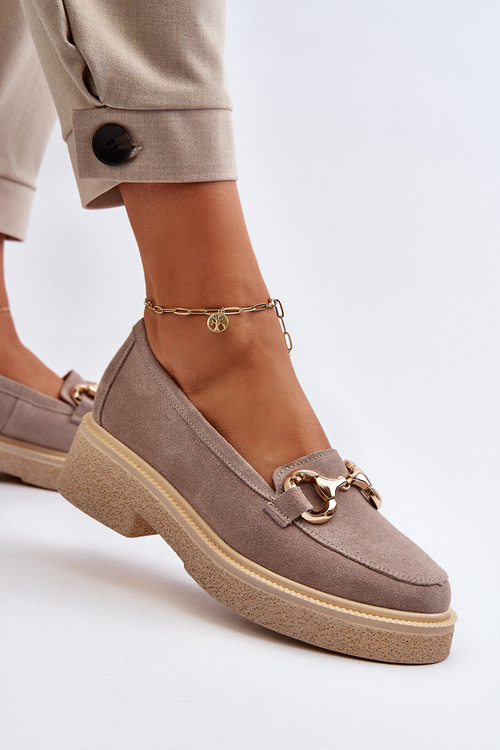 Zazoo 3429 Замшеві жіночі мокасини з декором коричневого кольору