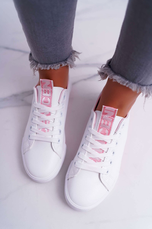 Жіночі кросівки білі рожеві Nigrid Strap