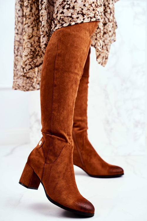 Жіночі високі чоботи замшеві Camel Torgos