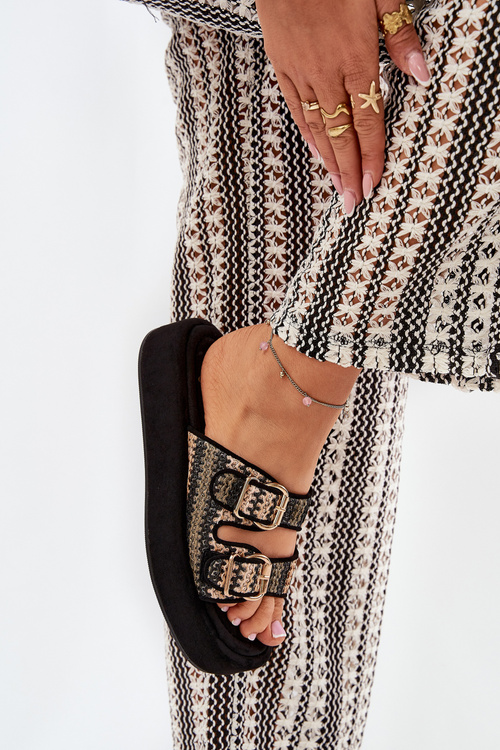 Жіночі Сандалі На Платформі З Пряжками І Плетінням Чорні Limme