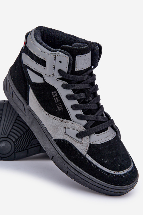 Замшеві чоловічі кросівки Big Star OO174303 Hi-Poly System Black-Gray