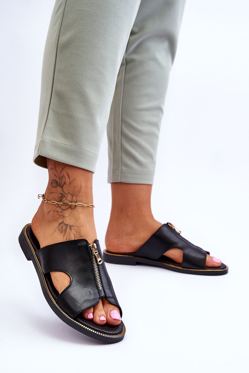 Жіночі тапочки на декоративній блискавці Black Clarence