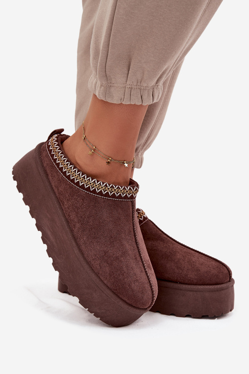 Жіночі зимові чоботи з декоративним вишивкою шоколадний Jenira