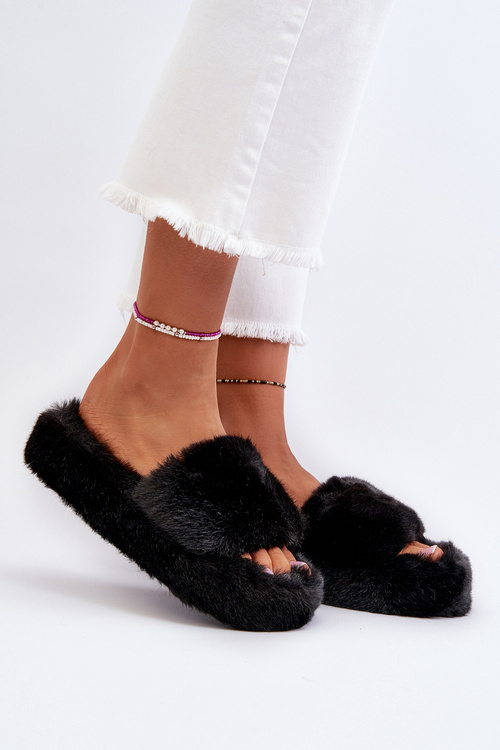 Жіночі тапочки на хутряній підкладці Black Stepia