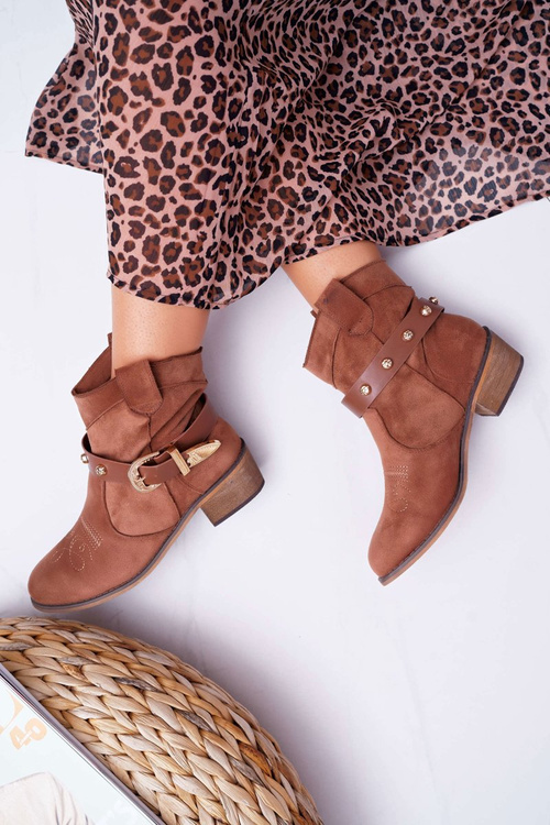 Жіночі ковбойські чоботи на плоскому каблуці з пряжкою Camel Ewell