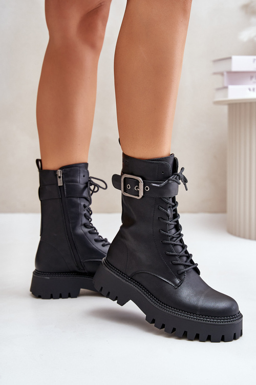 Теплі робочі черевики з пряжкою Big Star OO274137 Чорні