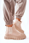 Замшеві чоботи на платформі бежеві Jennily