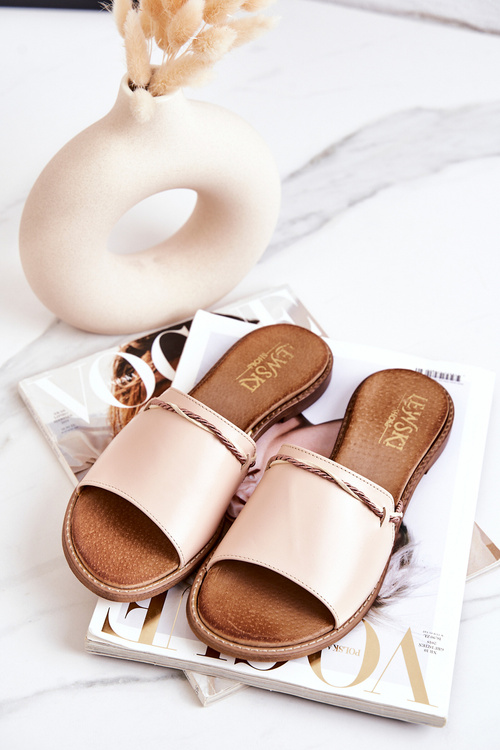 Шкіряні тапочки Lewski Shoes 3047 Beige