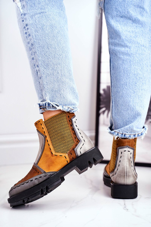 Жіночі чоботи Maciejka Шкіряні еластичні боки жовті 04634