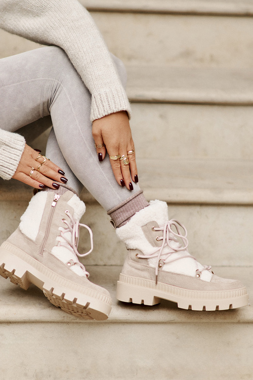 Чоботи з хутром, бежеві Merilana