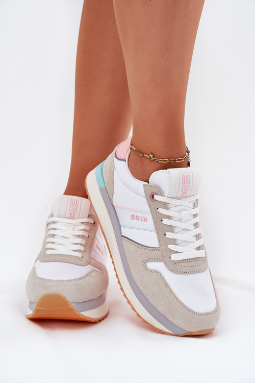 Замшеві Жіночі Кросівки Big Star RR274A047 HI-POLY SYSTEM Бежево-Білі