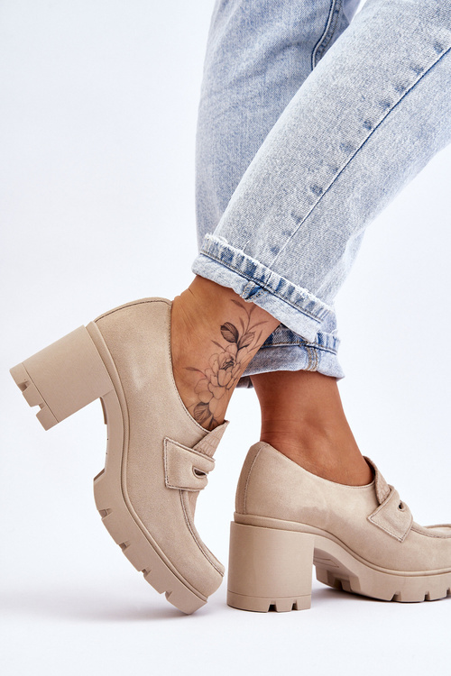 Замшеві туфлі на підборах і платформі світло-бежевого кольору Arabell