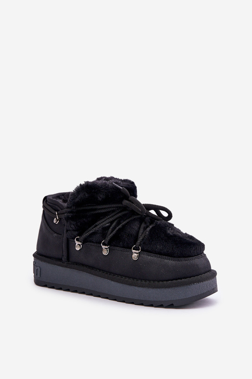 Низькі зимові черевики на платформі з хутром D.Franklin Чорні DFSH370011