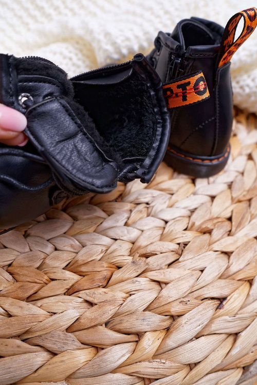 Дитячі утеплені черевики на блискавці чорні Goopy