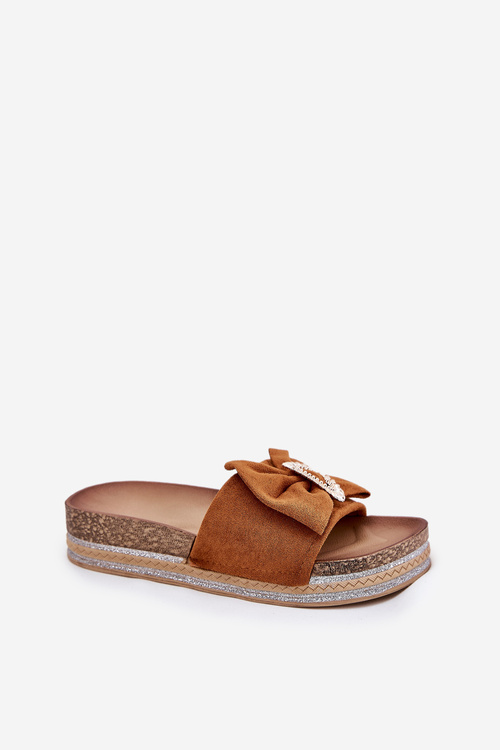 Жіночі Сандалі На Платформі З Бантом І Декоративною Брошкою Кемел Lenela