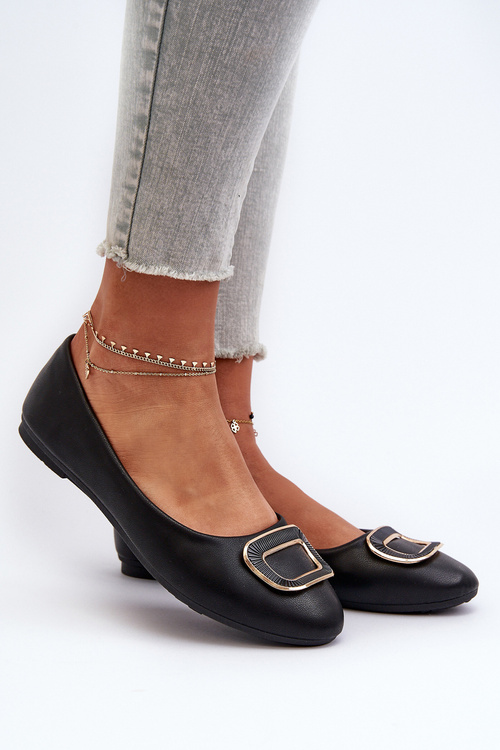 Чорні балерини з екошкіри з декором Enicoria