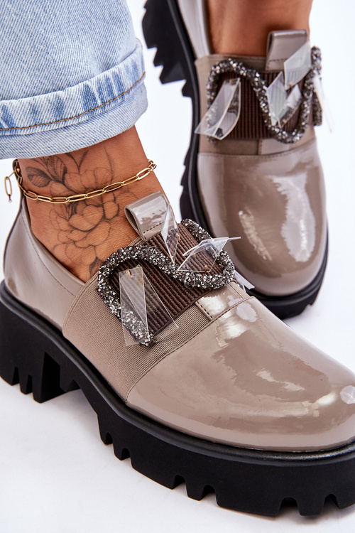 Лаковані туфлі з орнаментом сірі Keily