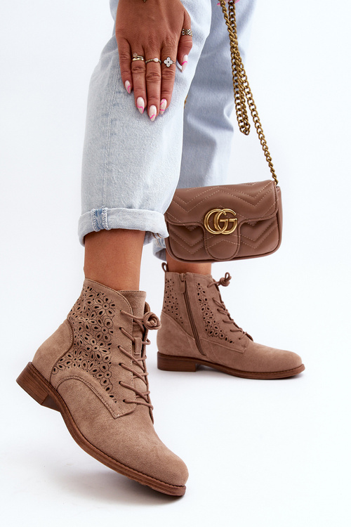 Чоботи жіночі з малюнком бежеві S.Barski HY66-136