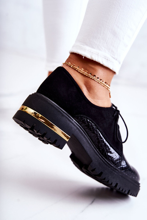 Жіночі шкіряні броги на зав'язці чорний Merevin