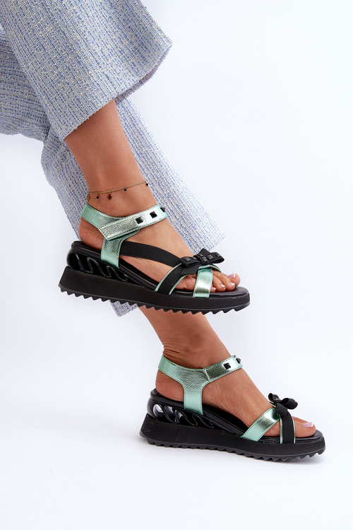 Жіночі босоніжки з бантом D&A CR956 Зелені