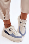 Жіноче спортивне взуття на масивній платформі біло-блакитного кольору Gemma