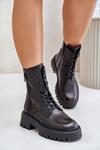 Шкіряні утеплені ботильйони робочі жіночі Big Star OO274A387 чорний