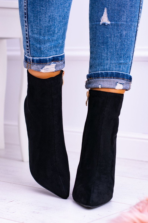 Чорні замшеві венеціанські черевики Lu Boo на шпильці