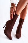 Жіночі високі чоботи з носком на каблуці Коричневі Luisell