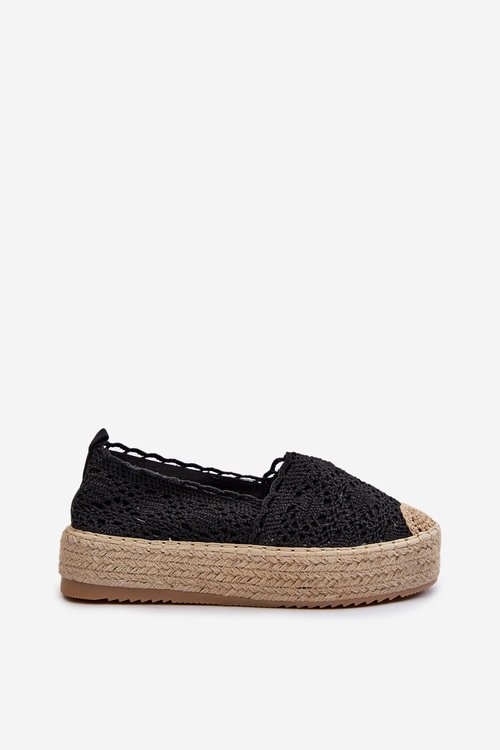 Жіночі чорні мереживні еспадрільї на платформі Elarose
