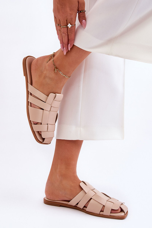 Жіночі смугасті тапочки світло-бежеві Reyna