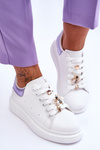 Жіноче спортивне взуття на масивній платформі біло-фіолетового кольору Chante