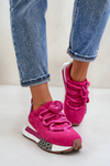 Замшеві жіночі кросівки на платформі з товстою шнурівкою кольору фуксії Artiker 55C0086