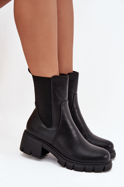 Жіночі Черевики На Блоці Еко Шкіра Чорні Kyra