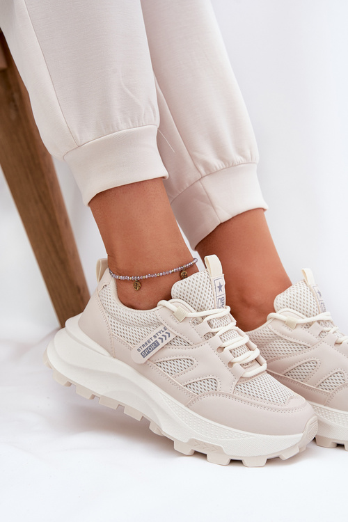 Спортивне Взуття Кросівки Жінки На Грубі Підошві Бежеві Prononice