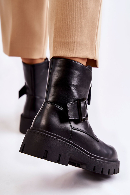 Жіночі теплі черевики на блискавці чорні Torey