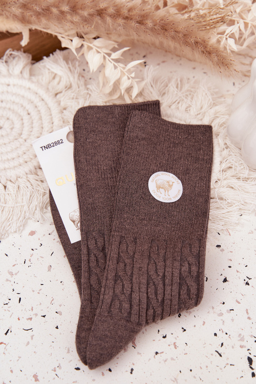 Довгі вовняні жіночі шкарпетки темно-сірі