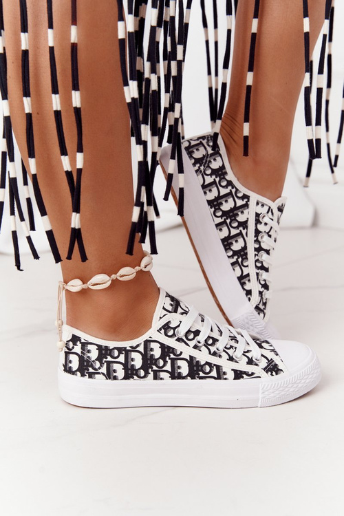 Жіночі логовані кросівки чорно-білі вихідні