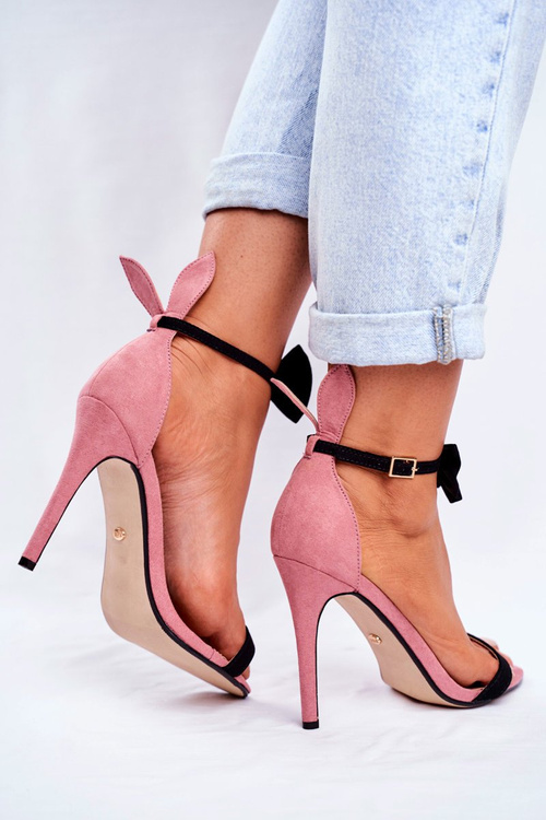 Жіночі босоніжки на високому каблуці Кролячі вушка Рожевий медовий зайчик