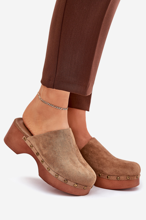 Тапочки Для Жінок З Шипами Еко Замш Camel Ellason