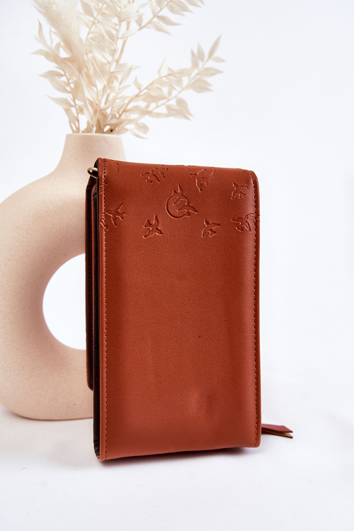 Модна сумочка-гаманець 2в1 з тисненням Savano коричневого кольору