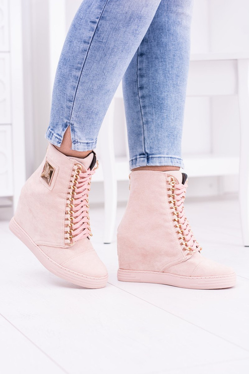 Жіночі замшеві рожеві кросівки Monica на ланцюжку Lu Boo
