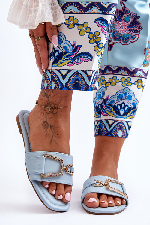 Жіночі класичні тапочки з декором Сині ефектні