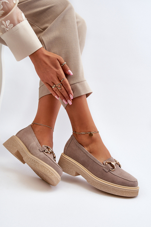 Zazoo 3429 Замшеві жіночі мокасини з декором коричневого кольору