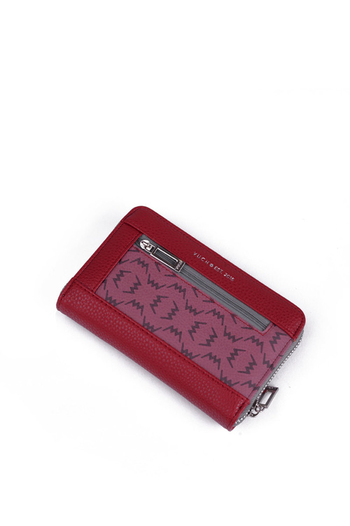 Шкіряний гаманець на блискавці Red Grey Merina