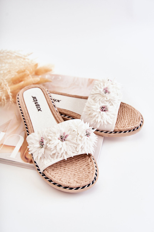 Жіночі тапочки з матеріалом Квіти Білі Susana